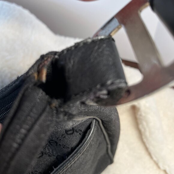 Vintage Black Etienne Aigner Hobo Bag with Monogram Print and Clasp - Picture 14 of 16